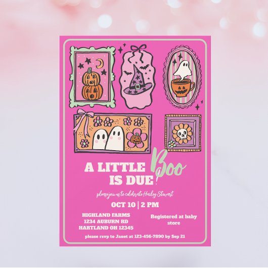 Little Boo Preppy Roze Herfst Baby shower Kaart