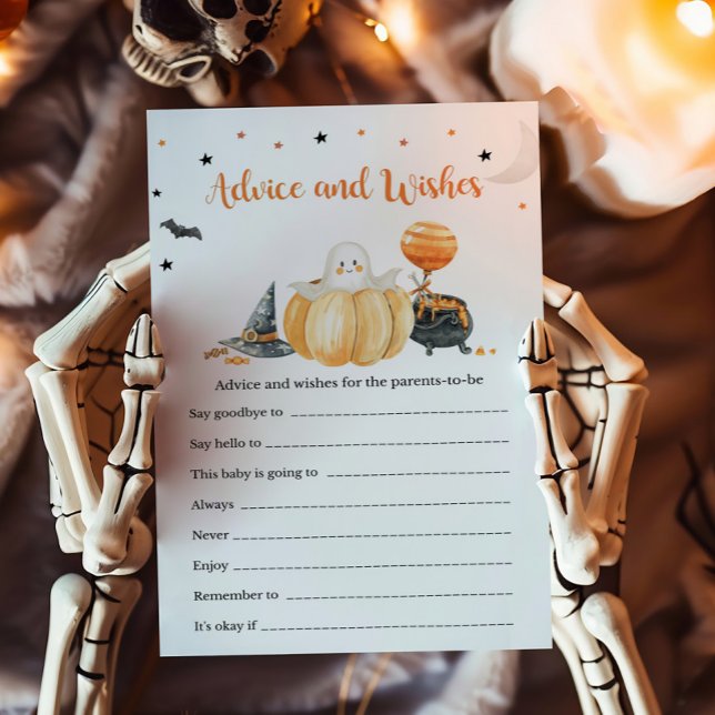 Little Boo Pumpkin advies en wensen spel (Pumpkin Halloween Baby Shower Advice and Wishes Game)