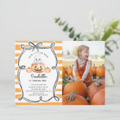 Little Boo Pumpkin foto 1e verjaardag Kaart (Staand voorkant)