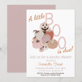 Little Boo Pumpkin Girl Baby shower Invitation Kaart