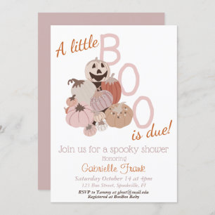 Little Boo Pumpkin Girl Baby shower Invitation Kaart
