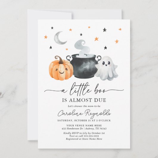 Little Boo Pumpkin Halloween Baby shower Kaart (Voorkant)