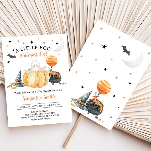 Little Boo Pumpkin Halloween Baby shower Kaart