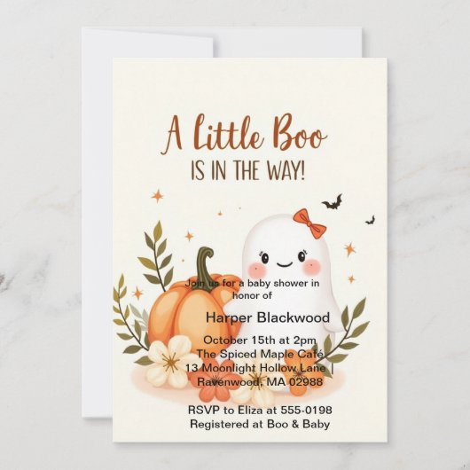 Little Boo Pumpkin Patch Baby shower Uitnodiging (Voorkant)