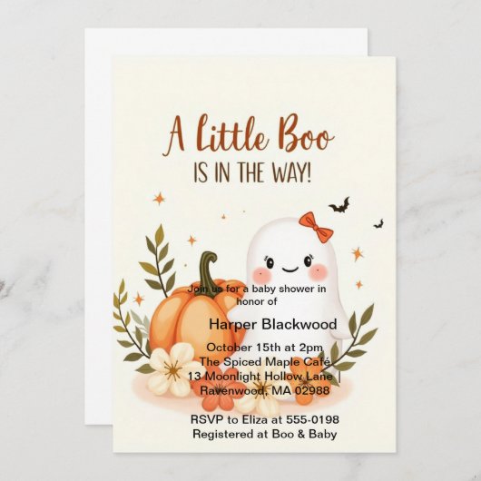 Little Boo Pumpkin Patch Baby shower Uitnodiging (Voorkant / Achterkant)