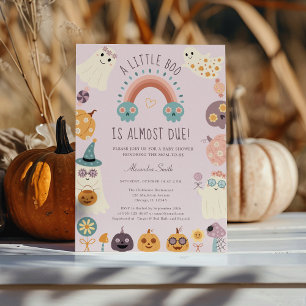 Little Boo Retro Groovy Halloween Baby shower Kaart