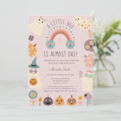 Little Boo Retro Groovy Halloween Baby shower Kaart (Staand voorkant)
