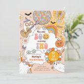 Little Boo Retro Halloween Meisje Tweede Verjaarda Kaart (Staand voorkant)