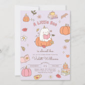 Little Boo Retro Paarse Herfst Baby shower Kaart (Voorkant)
