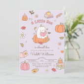 Little Boo Retro Paarse Herfst Baby shower Kaart (Staand voorkant)