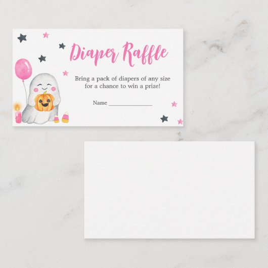 Little Boo Roze Baby shower Luier Raffl Informatiekaartje (Voorkant / Achterkant)
