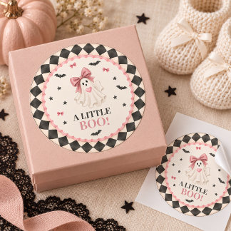 Little Boo Roze Baby Shower Ronde Sticker