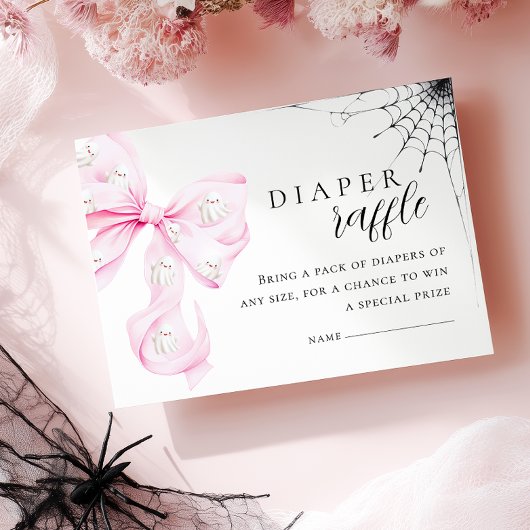 Little Boo Roze Bow Baby shower Luier Raffle Informatiekaartje
