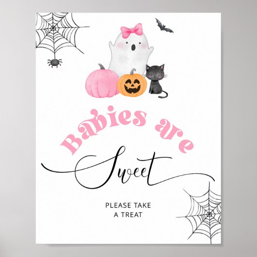 Little Boo roze geest Halloween Baby's zijn lief Poster (Voorkant)