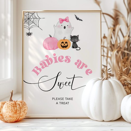 Little Boo roze geest Halloween Baby's zijn lief Poster