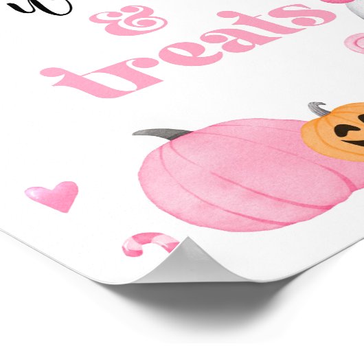 Little Boo roze geest Halloween snoepjes en lekker Poster (Hoek)