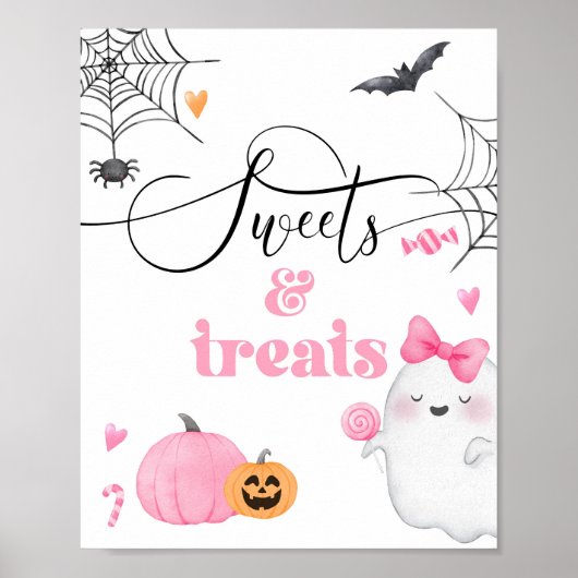 Little Boo roze geest Halloween snoepjes en lekker Poster
