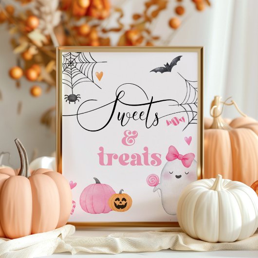 Little Boo roze geest Halloween snoepjes en lekker Poster