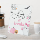 Little Boo roze geest Halloween snoepjes en lekker Reclamebord Met Voetstuk (Insitu)