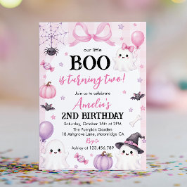Little Boo Roze Halloween 2e Verjaardagsfeestje Kaart