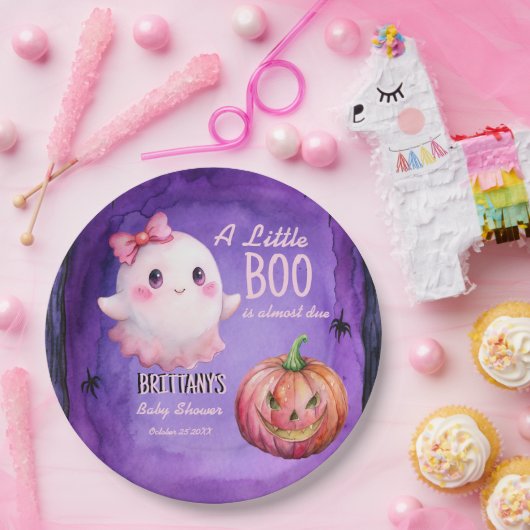Little boo roze schattig spook baby shower papieren bordje (Feest)