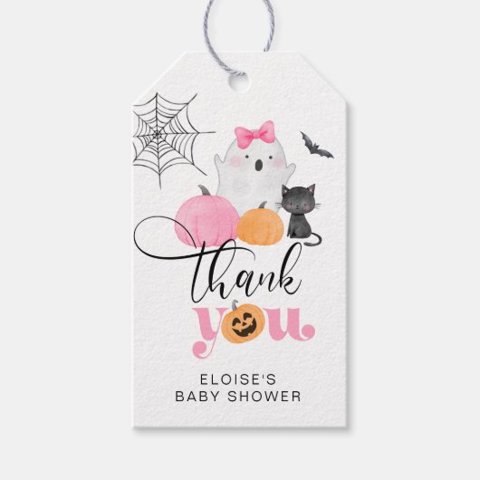Little Boo roze spooky baby shower dank u Cadeaulabel (Voorkant)
