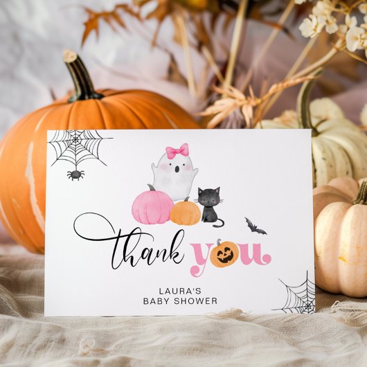 Little Boo roze spooky baby shower dank u kaart