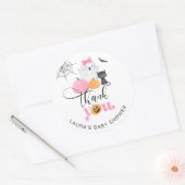 Little Boo roze spooky baby shower dank u Ronde Sticker (Envelop)