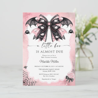 Little Boo Roze Zwarte Strik Baby Shower Kaart
