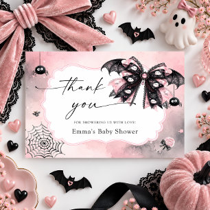 Little Boo Roze Zwarte Strik Bedankkaart