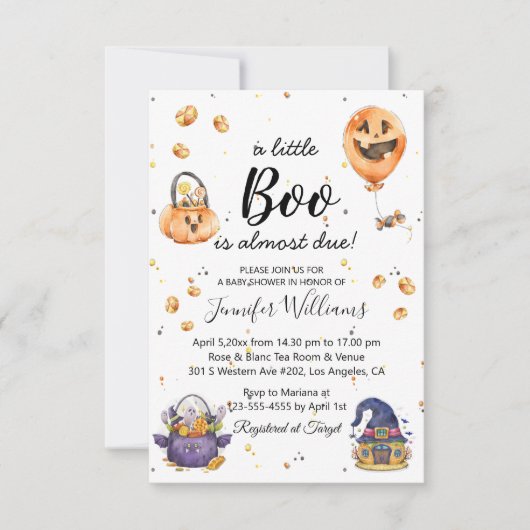 Little Boo, schattig halloween baby shower eenvoud Kaart (Voorkant)