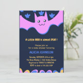 Little boo schattig vleermuis roze halloween baby kaart (Staand voorkant)