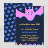 Little boo schattig vleermuis roze halloween baby kaart (Voorkant / Achterkant)