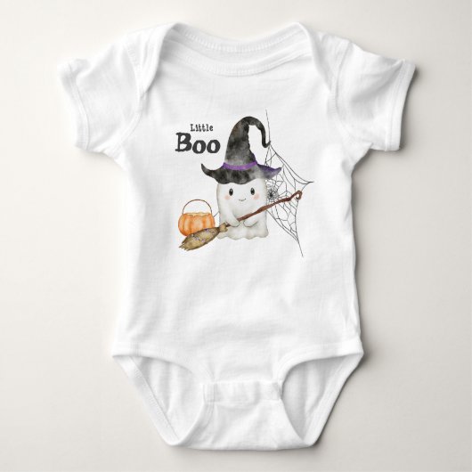 Little Boo Schattige Ghost Halloween 1e Verjaardag Romper (Voorkant)