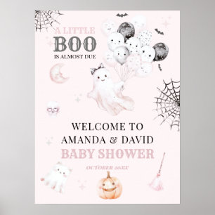 Little Boo Schattige Ghost Halloween Baby Girl Sho Poster