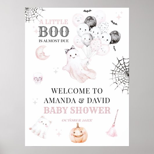 Little Boo Schattige Ghost Halloween Baby Girl Sho Poster (Voorkant)