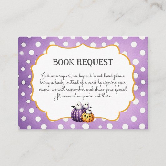 Little Boo Schattige Ghost Halloween Book Request Informatiekaartje (Voorkant)