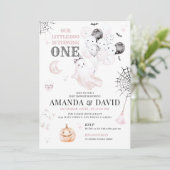 Little Boo Schattige Ghost Halloween Girl 1e verja Kaart (Staand voorkant)