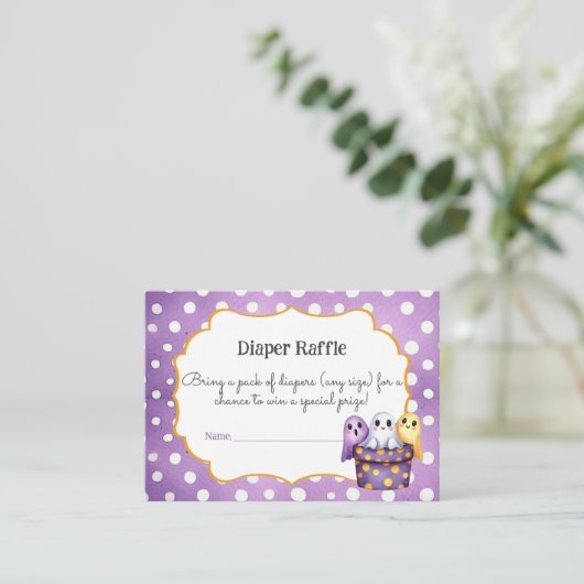 Little Boo Schattige Ghost Halloween Luier Raffle  Informatiekaartje (Staand voorkant)