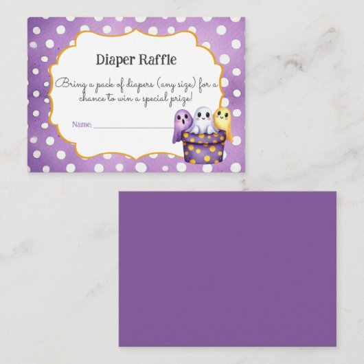 Little Boo Schattige Ghost Halloween Luier Raffle  Informatiekaartje (Voorkant / Achterkant)