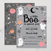 Little Boo Schattige Ghost Halloween Roze Baby sho Kaart (Voorkant / Achterkant)