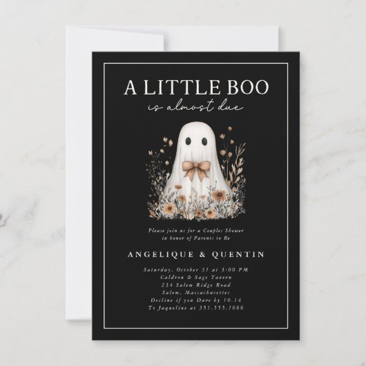 Little Boo Schattige Ghost Wildflowers Koppels Dou Kaart (Voorkant)