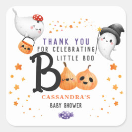Little Boo Schattige Halloween Baby shower Dank u Vierkante Sticker