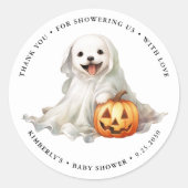Little Boo Schattige Halloween Dank je Baby shower Ronde Sticker (Voorkant)