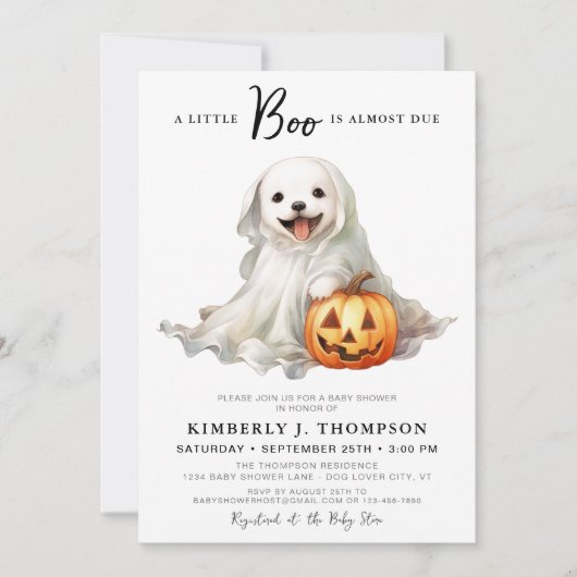 Little Boo Schattige Halloween Eenvoudig Baby show Kaart (Voorkant)