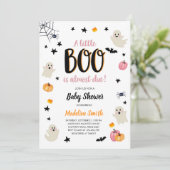 Little Boo Schattige Halloween Pink Ghost Baby sho Kaart (Staand voorkant)