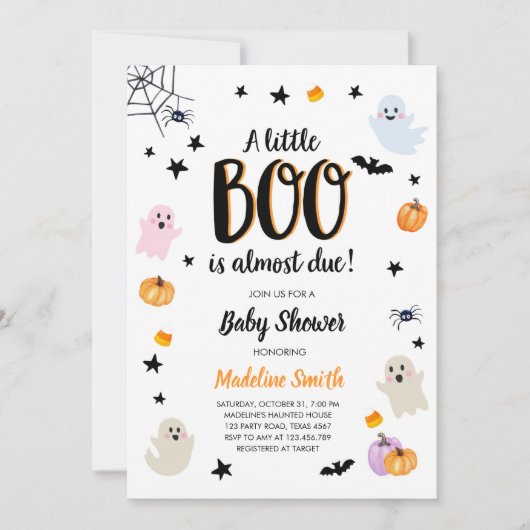Little Boo Schattige Halloween Schattige Ghost Bab Kaart (Voorkant)