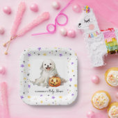 Little Boo Schattige Halloween Waterverf Baby show Papieren Bordje (Feest)