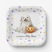 Little Boo Schattige Halloween Waterverf Baby show Papieren Bordje (Voorkant)