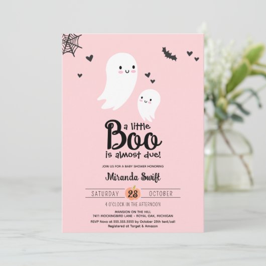 Little Boo Schattige Mama Baby Ghost Halloween Sho Kaart (Staand voorkant)